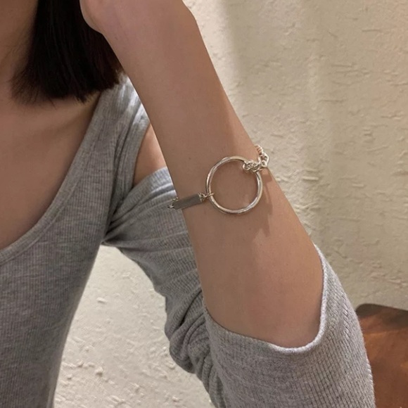 Sterling Silver O Link Chain Kink Minimalist Bracelet - Picture 7 of 8